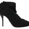 Dolce & Gabbana Black Stiletto Heels Mid Calf Boots