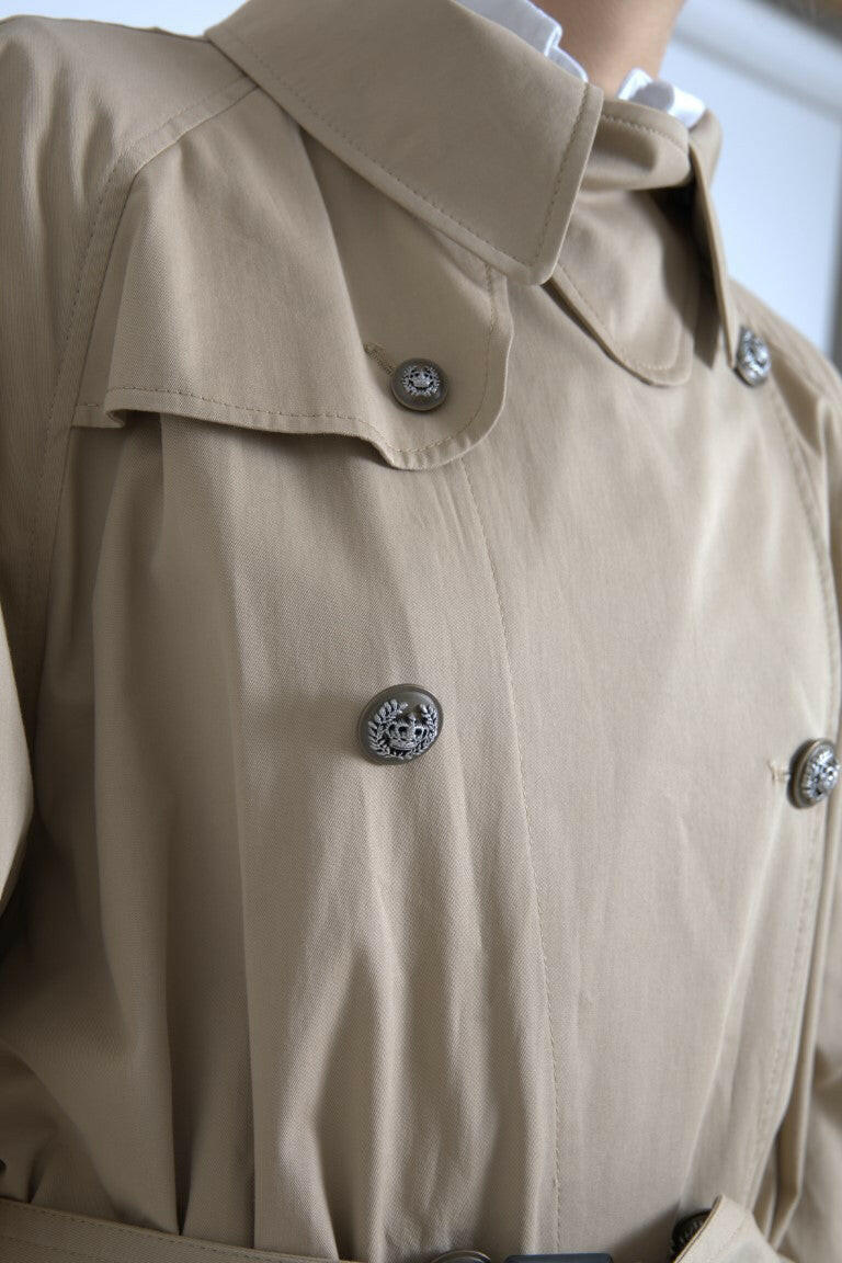 Dolce &amp; Gabbana – Zweireihige Trenchcoat-Jacke in Khaki