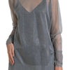 Dolce & Gabbana Gray Mesh Turtleneck Long Sleeve Blouse Top