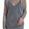 Dolce & Gabbana Gray Mesh Turtleneck Long Sleeve Blouse Top