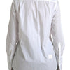 Dolce & Gabbana White Cotton Ascot Collar Long Sleeves Top