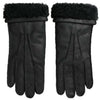 Dolce & Gabbana Black Leather Fur Short Hands Mitten Men Gloves