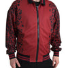 Dolce & Gabbana Red Leopard Polyester Bomber Full Zip  Jacket