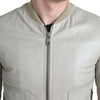 Dolce & Gabbana Cream Leather Bomber Blouson Full Zip Jacket