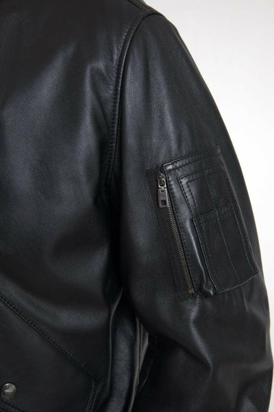 Dolce & Gabbana Black Leather Blouson Full Zip Bomber Jacket