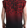 Dolce &amp; Gabbana – Ärmelloses Tank-T-Shirt aus Baumwolle mit rotem Leopardenmuster