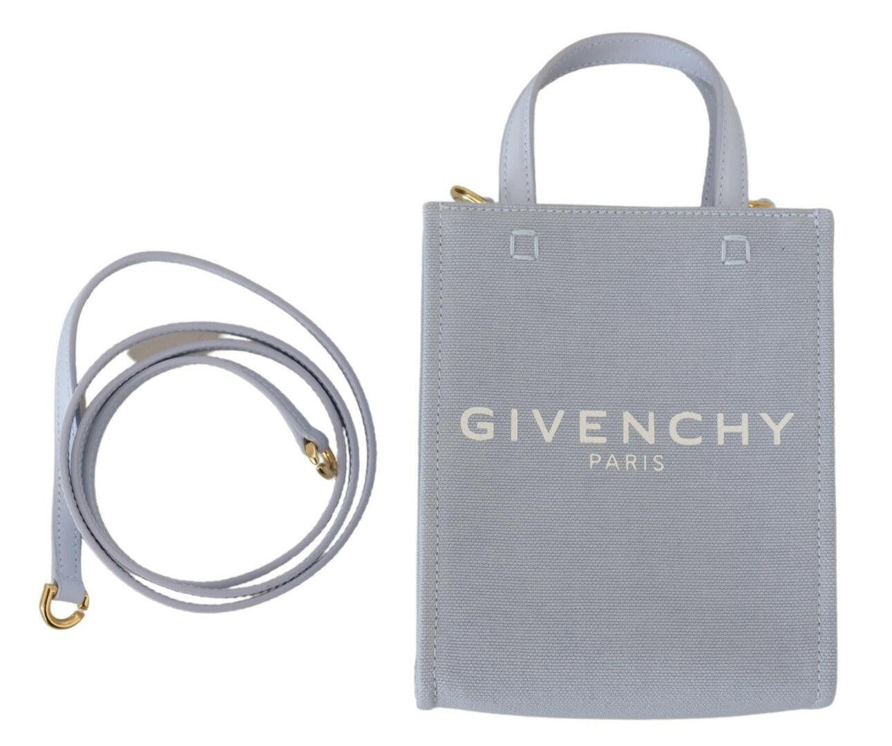 Givenchy – Vertikale Cloud-Mini-Umhängetasche aus beschichtetem Canvas in Blau