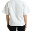 Dolce & Gabbana T-shirt White Cotton Stretch Black HOT Crystal