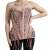 Dolce & Gabbana Pink Floral Applique Bustier Corset Top