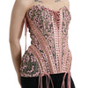 Dolce & Gabbana Pink Floral Applique Bustier Corset Top