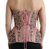 Dolce & Gabbana Pink Floral Applique Bustier Corset Top