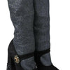 Dolce & Gabbana Black Crystal Mary Janes Booties Shoes