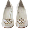Dolce & Gabbana White Crystals Peep Toe Heel Satin Pumps