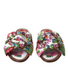 Dolce & Gabbana Multicolor Floral Flats Crystal Sandals Shoes