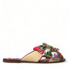 Dolce & Gabbana Multicolor Floral Flats Crystal Sandals Shoes