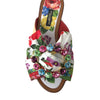 Dolce & Gabbana Multicolor Floral Flats Crystal Sandals Shoes