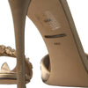 Dolce & Gabbana Gold Satin Ankle Strap Crystal Sandals Shoes
