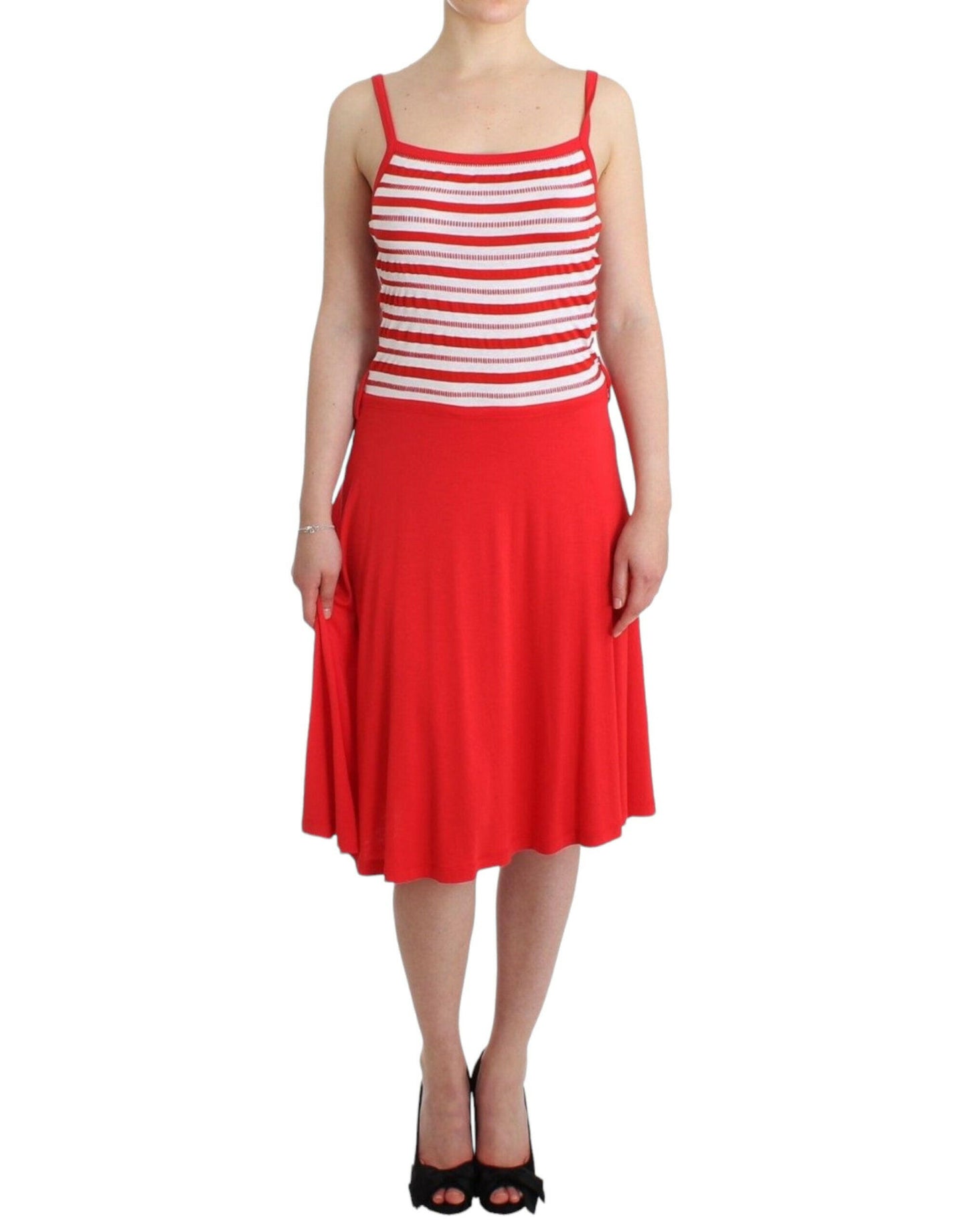 Roccobarocco Rot gestreiftes Jersey-A-Linien-Kleid