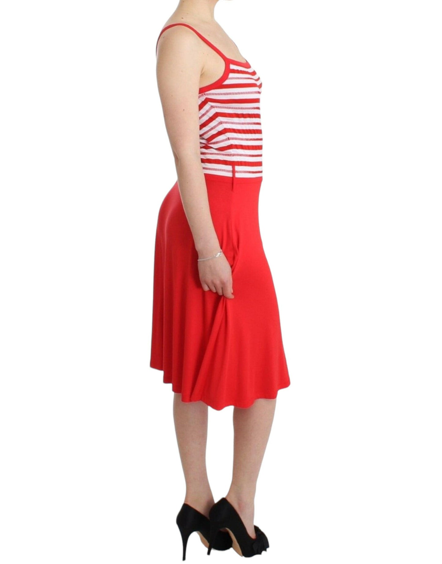 Roccobarocco Rot gestreiftes Jersey-A-Linien-Kleid