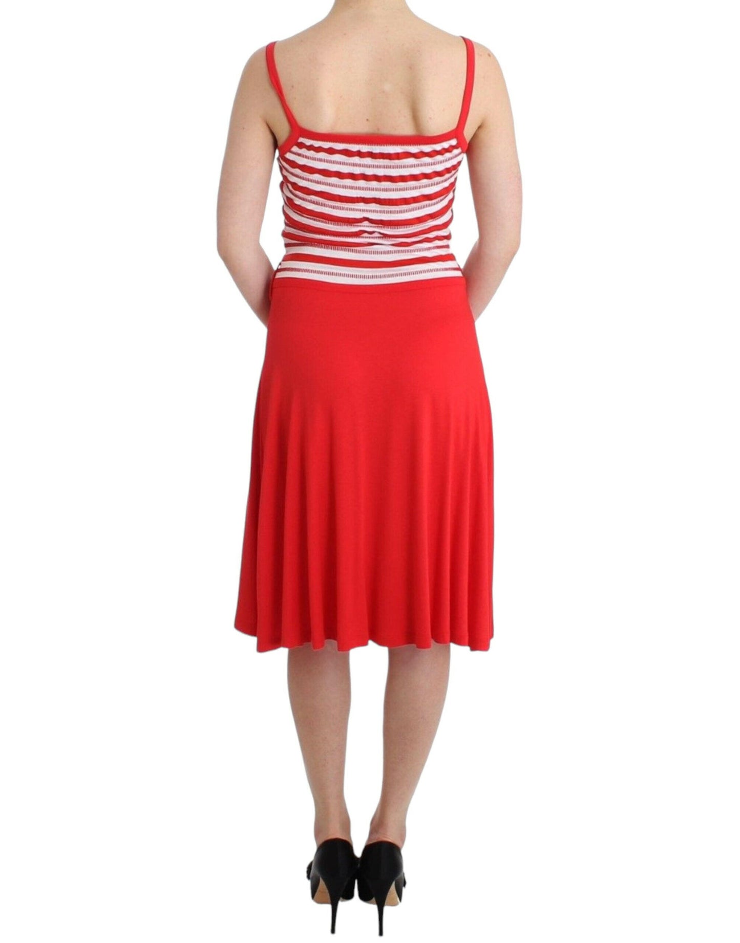 Roccobarocco Rot gestreiftes Jersey-A-Linien-Kleid