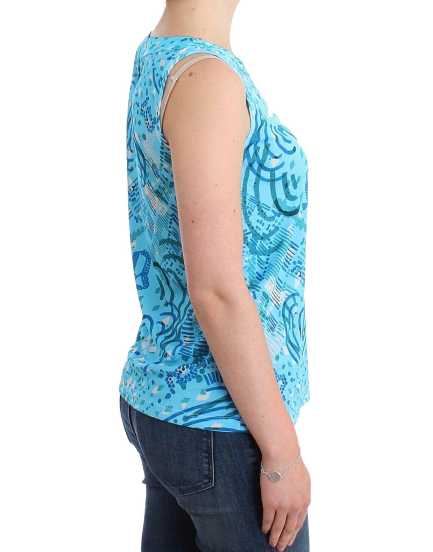 John Galliano Blue printed tank top