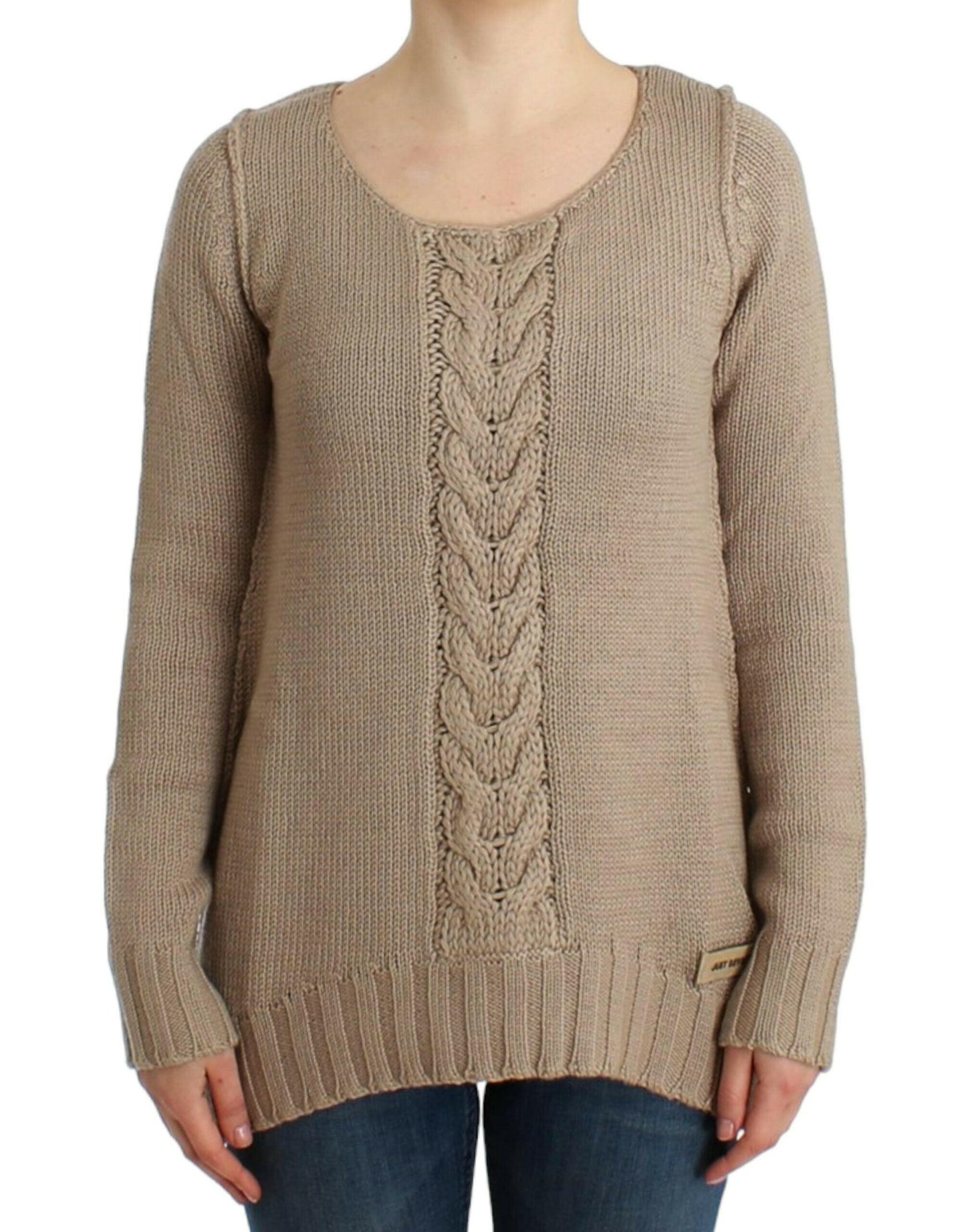 Cavalli Beigefarbener Strickpullover aus Wolle