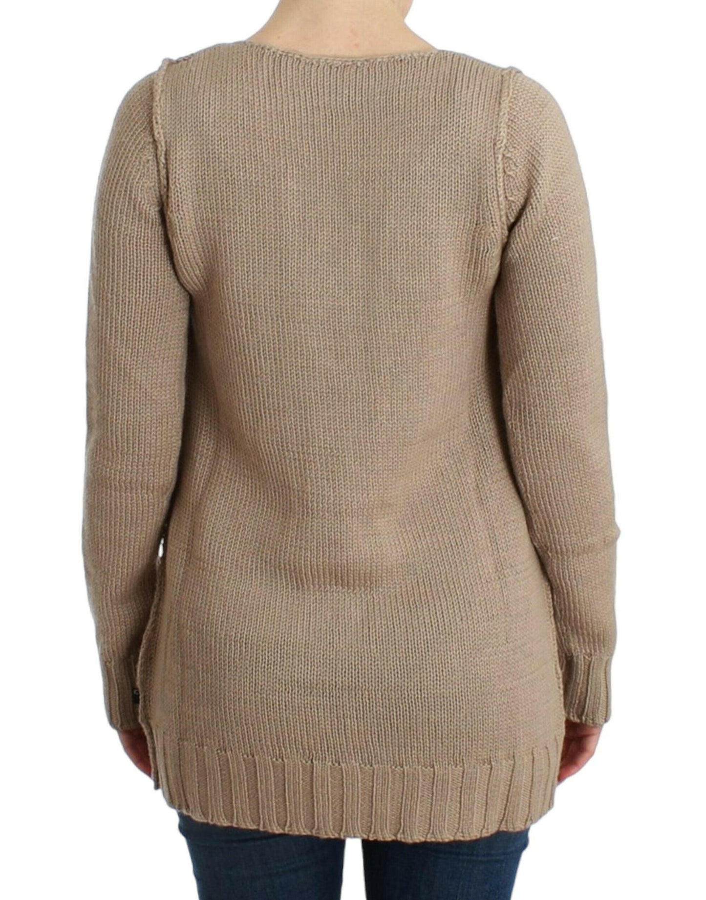 Cavalli Beigefarbener Strickpullover aus Wolle