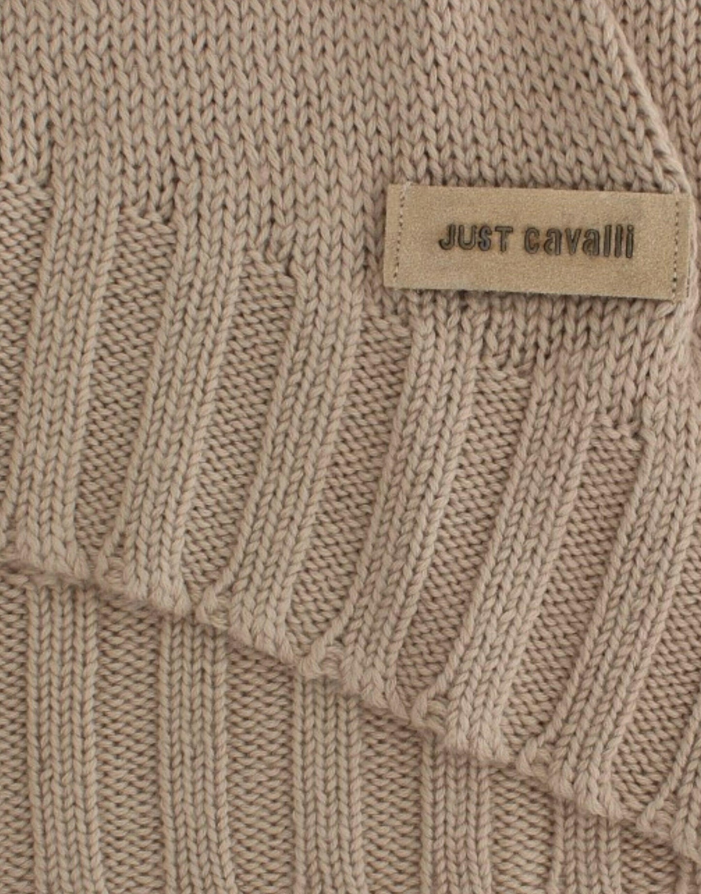 Cavalli Beigefarbener Strickpullover aus Wolle