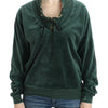 Cavalli Grüner Samt-Baumwollpullover