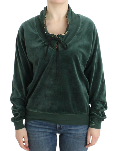 Cavalli Green velvet cotton sweater