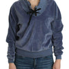 Cavalli Blauer Samt-Baumwollpullover