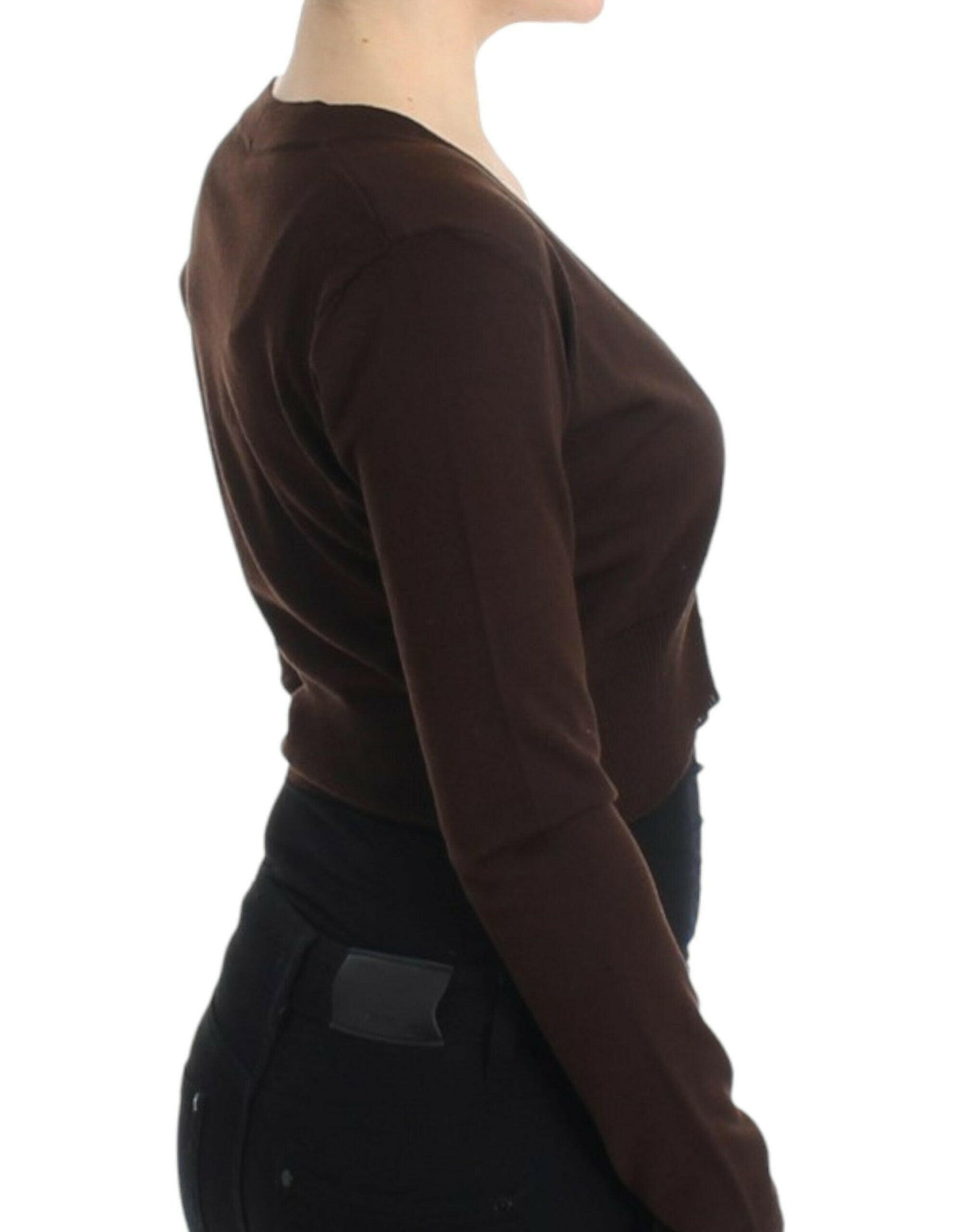 Cavalli Braune kurze Wollstrickjacke