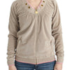 Cardigan zippé beige Cavalli avec détails dorés