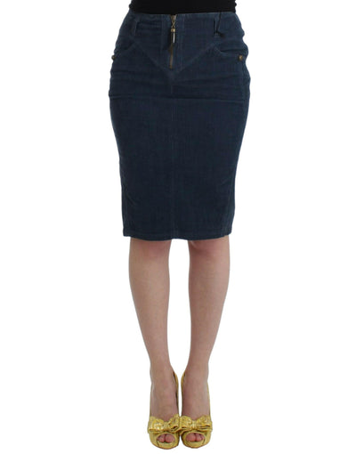 Cavalli Blue corduroy pencil skirt