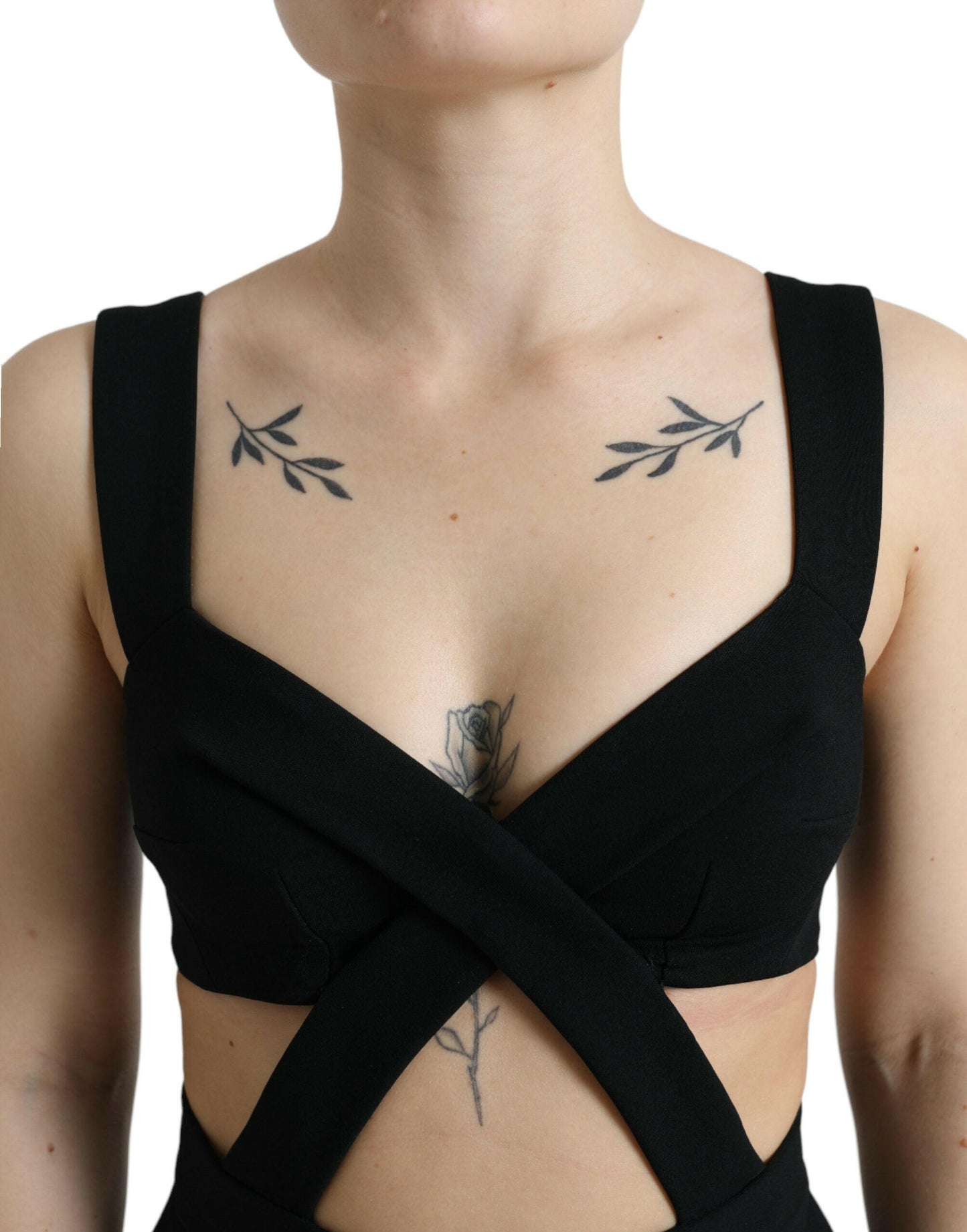 Dolce &amp; Gabbana – Schwarzes, ärmelloses, figurbetontes Midikleid mit Cut-outs