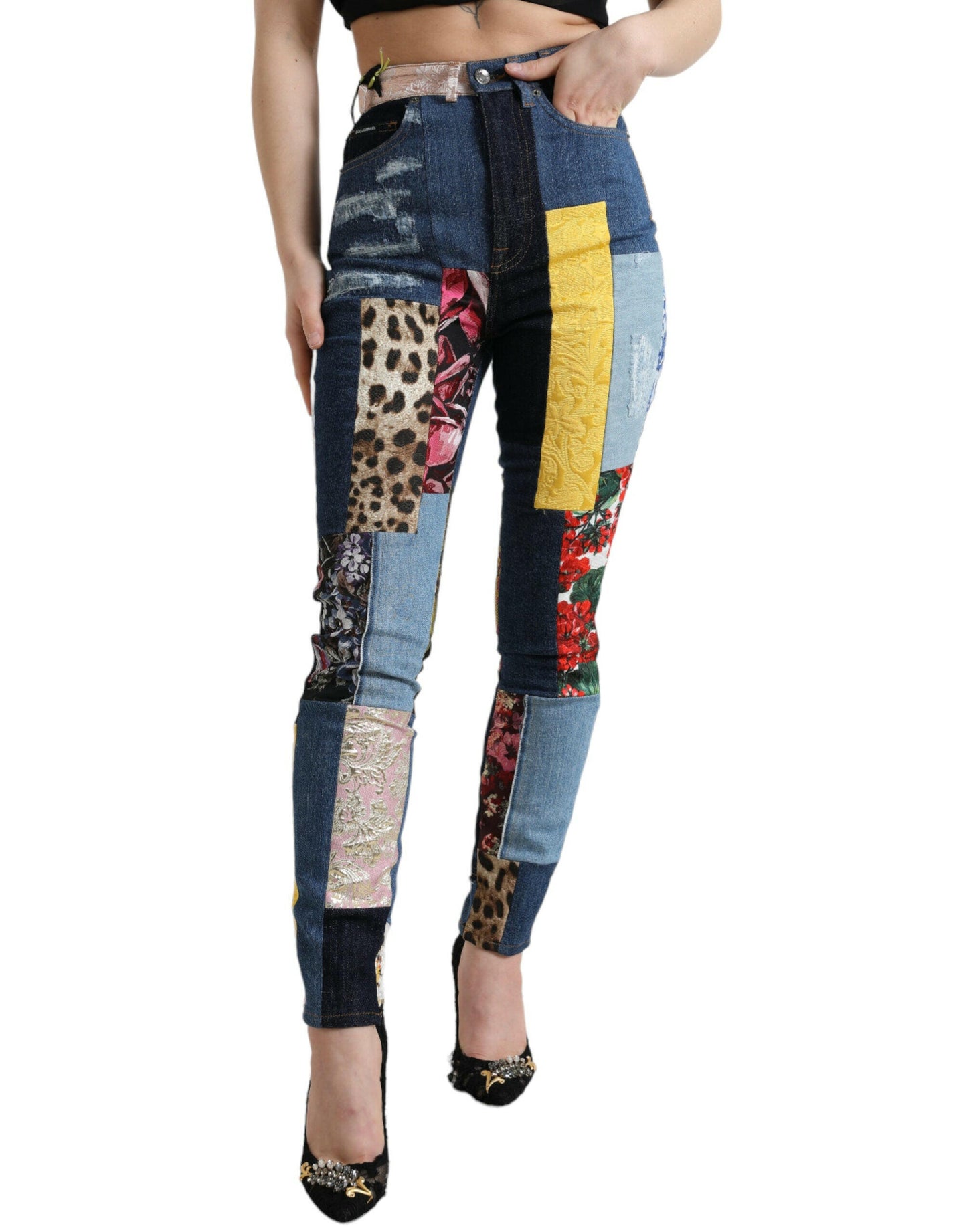 Dolce &amp; Gabbana – Mehrfarbige GRACE Skinny-Jeans im Patchwork-Stil