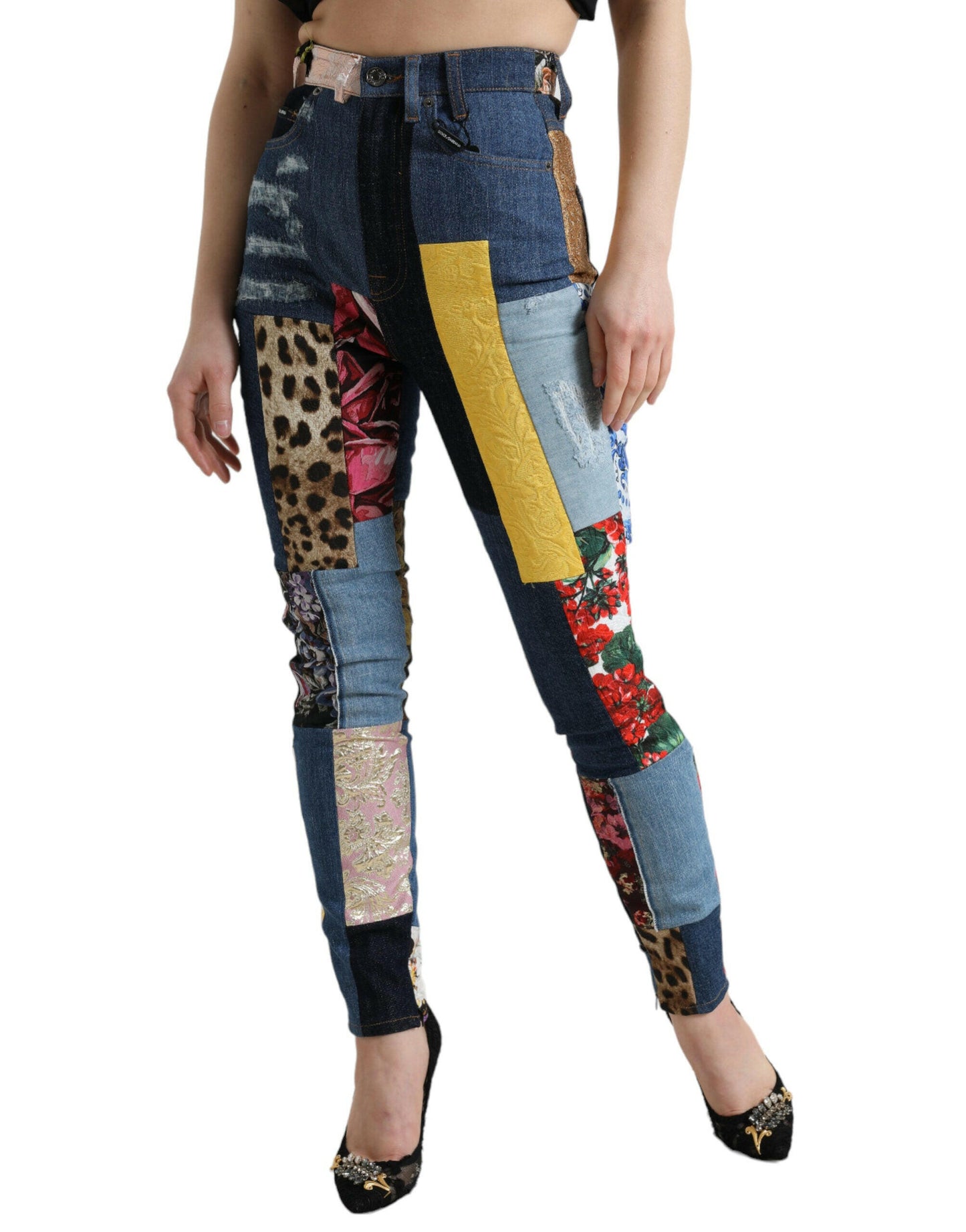 Dolce &amp; Gabbana – Mehrfarbige GRACE Skinny-Jeans im Patchwork-Stil