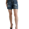 Dolce & Gabbana Blue Cotton High Waist Denim Hot Pants Shorts