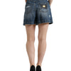 Dolce & Gabbana Blue Cotton High Waist Denim Hot Pants Shorts