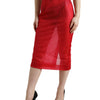 Jupe mi-longue transparente taille haute rouge chic Dolce &amp; Gabbana