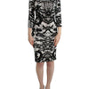 Cavalli Black Printed Sheath Dress