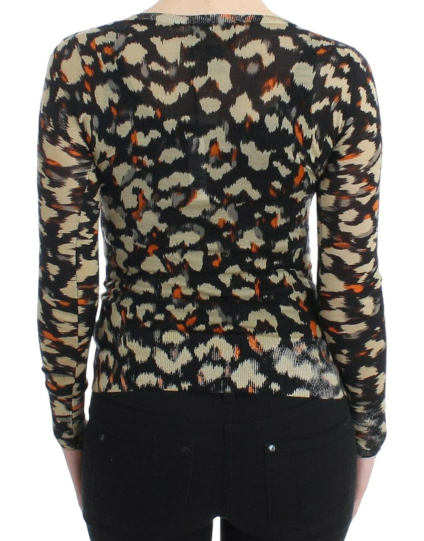 Pull élégant en laine multicolore à col en V Cavalli