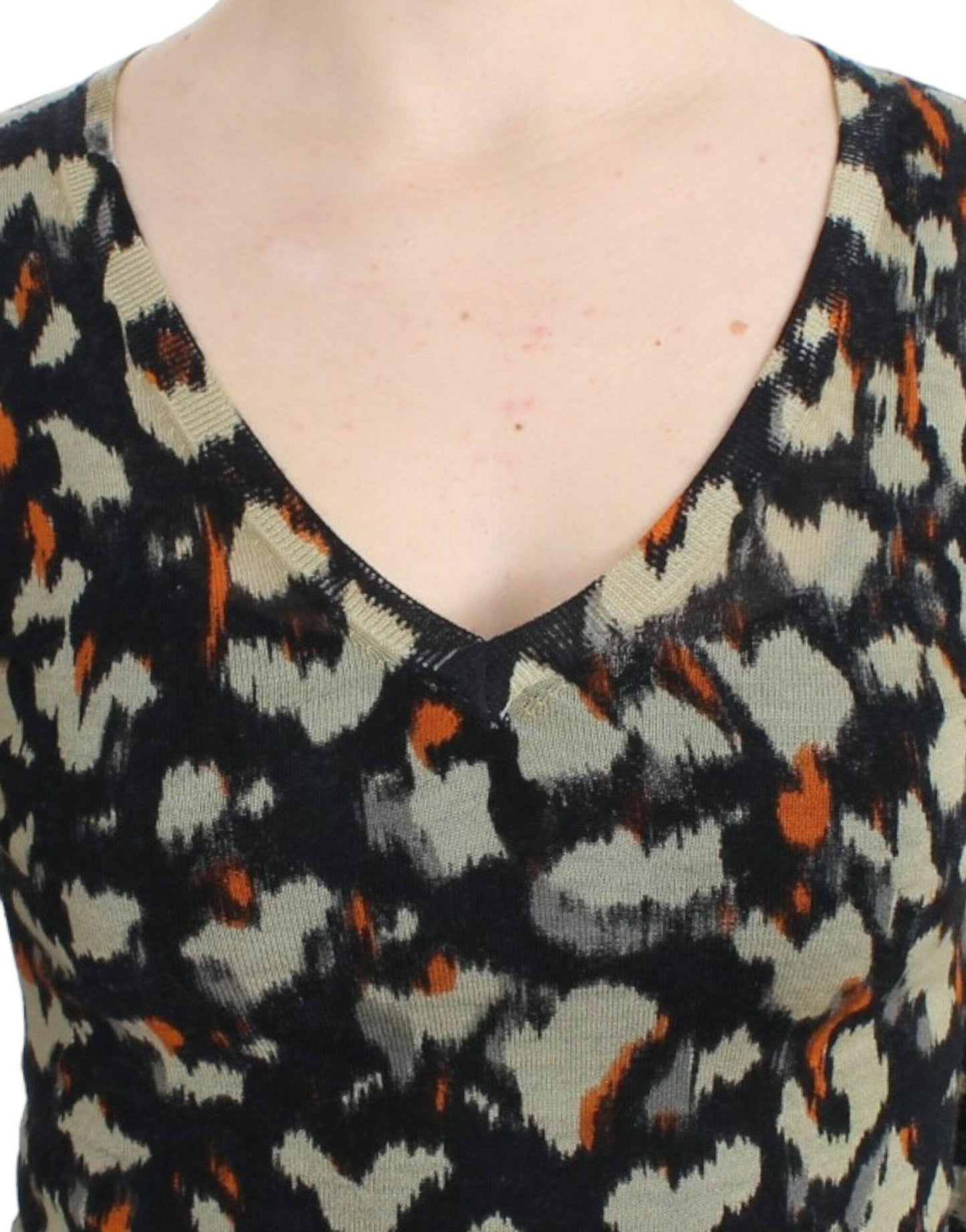 Pull élégant en laine multicolore à col en V Cavalli