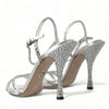 Dolce & Gabbana Silver Crystal Ankle Strap Sandals Shoes