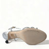 Dolce & Gabbana Silver Crystal Ankle Strap Sandals Shoes