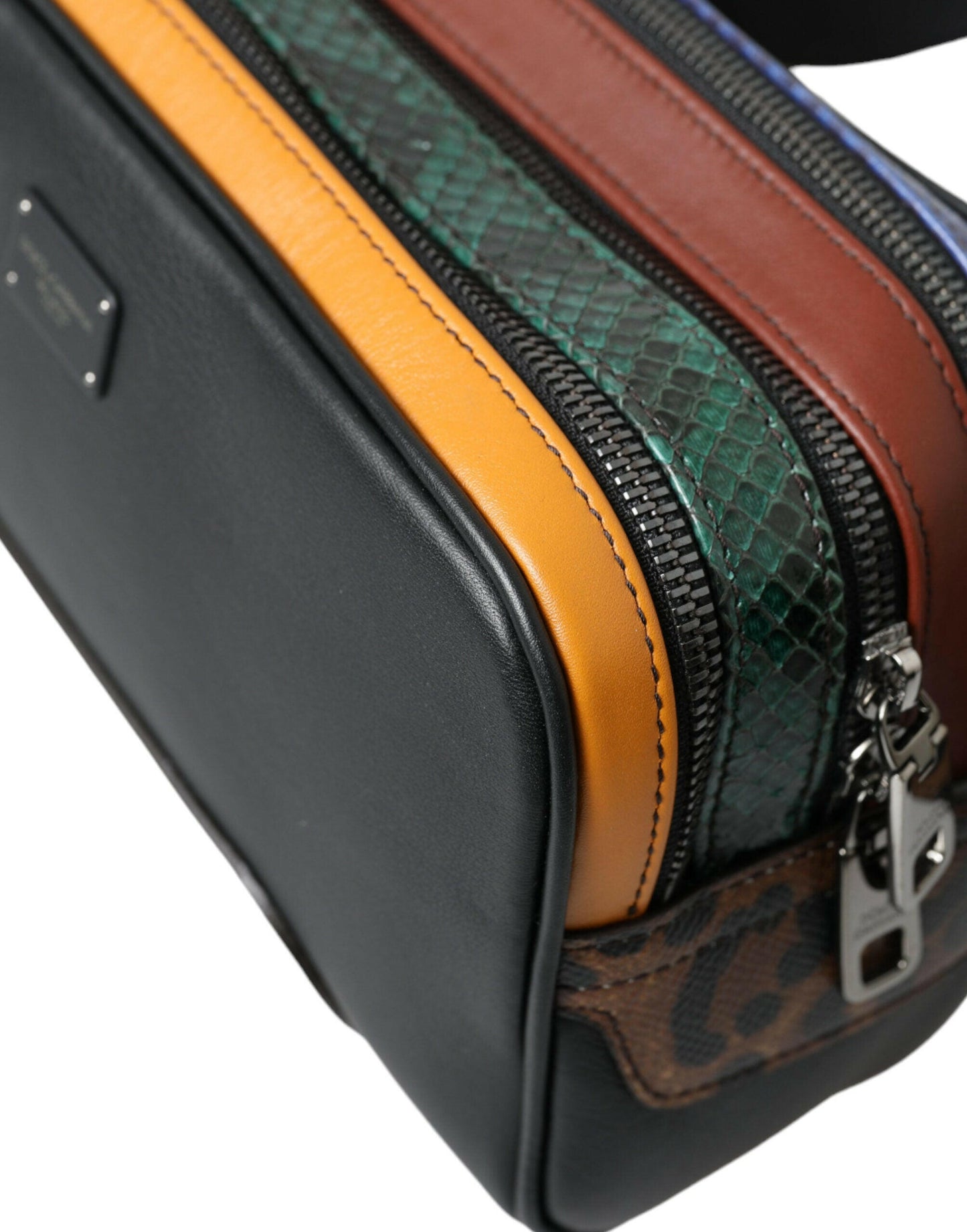 Dolce & Gabbana Black Exotic Leather Logo Belt Waist Fanny Pack Bag