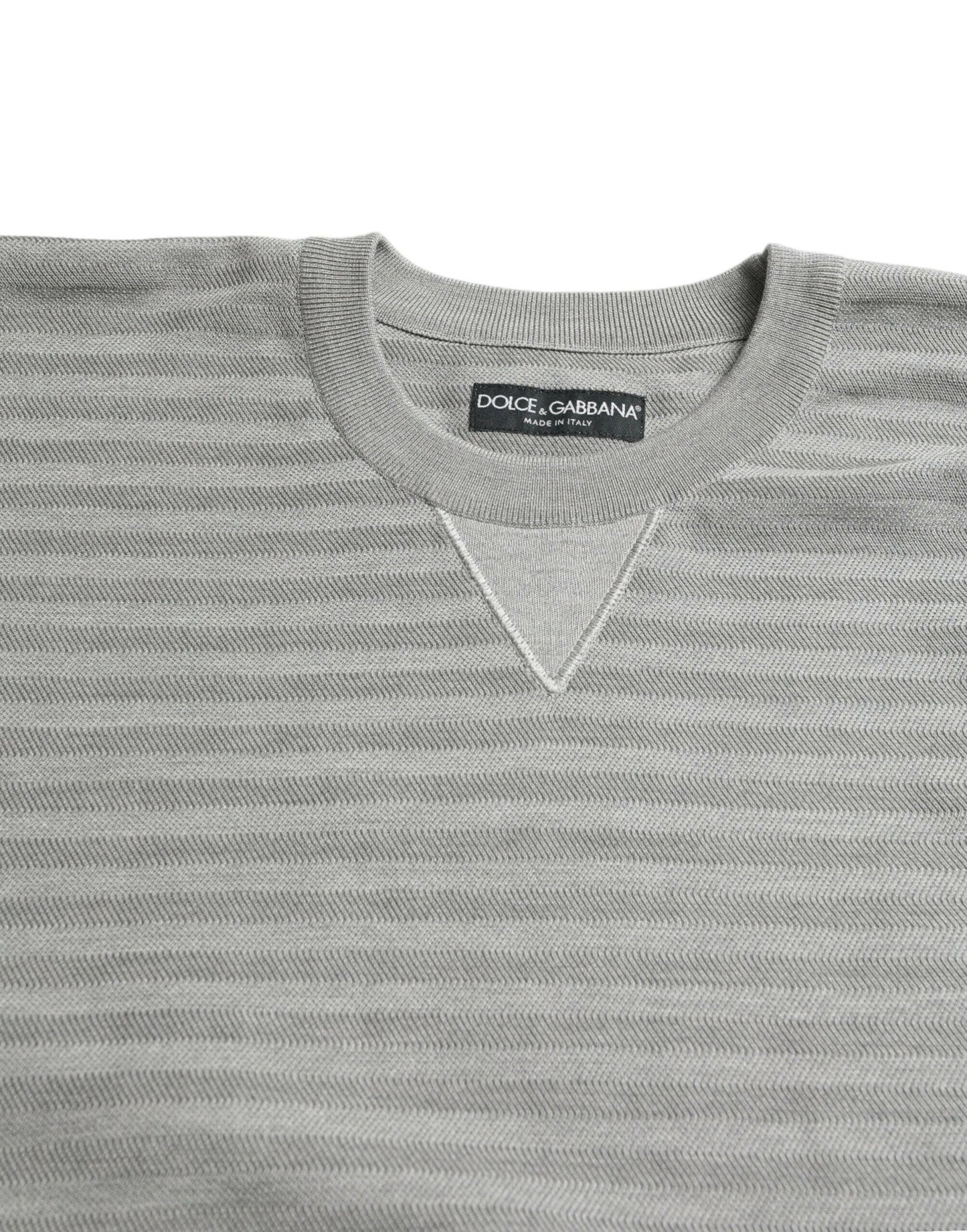 Dolce &amp; Gabbana Grauer Pullover mit Rundhalsausschnitt aus Seide