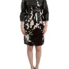 Dolce &amp; Gabbana Schwarzes Lackkleid mit Blumenmuster, handbemalt