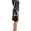 Dolce &amp; Gabbana Schwarzes Lackkleid mit Blumenmuster, handbemalt