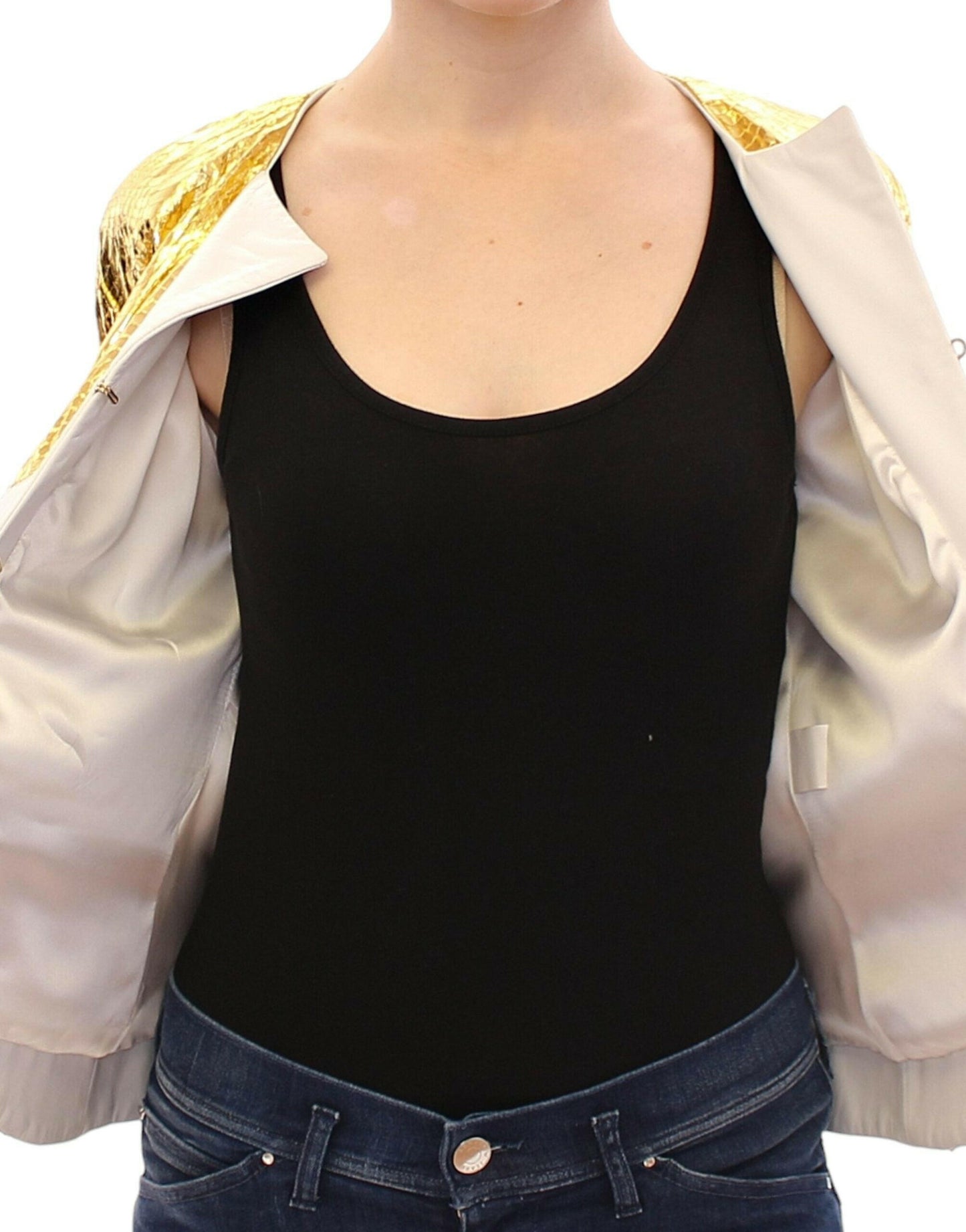 Veste en cuir à imprimé crocodile métallisé élégante Vladimiro Gioia